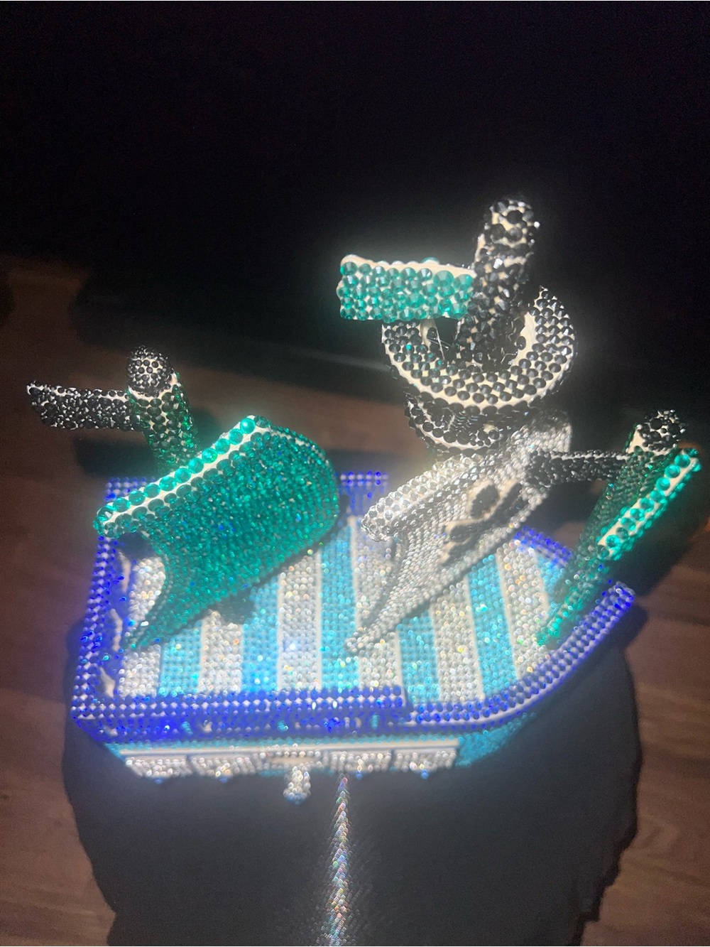 Novelty Austrian Crystal Ship Birdhouse- Handmade - Picture 3 of 7